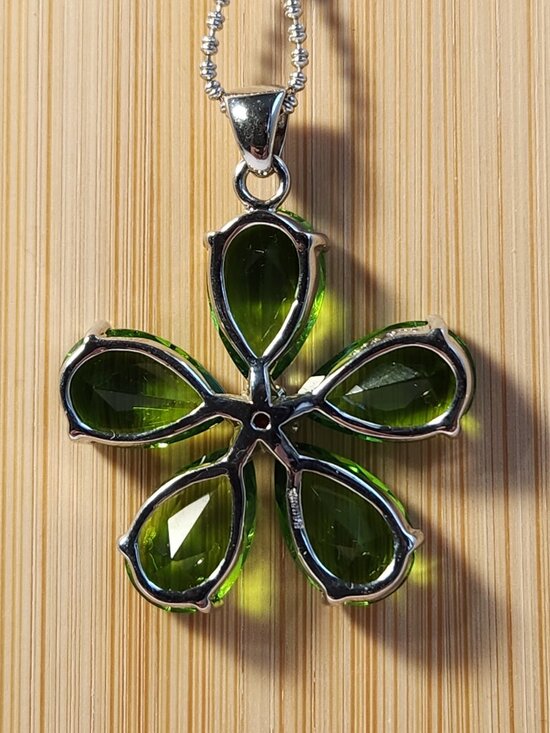 Very VTG 925 Peridot & Garnet Daisy Pendant 18" Necklace by C^A Château d'Argent - Picture 6 of 11